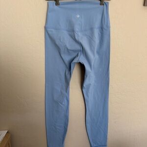 Light Blue High-Waist Leggings with Center Logo